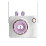 GL106 USB Rechargeable Hand-Held Portable No-Leaf Mini Camera Fan, Style Rabbit (Purple)
