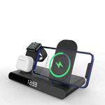 SY-011 15W Wireless Fast Charge Stand Clock Three-in-One Folding Wireless Charger(Black)