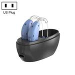 Elderly Use Can Charge Sound Amplifier Hearing Aid, Specification: US Plug(Blue Double Machine+Black Charging Bin)