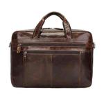 Men Retro Oil Wax Leather Handbag 17 Inch Computer Bag Shoulder Diagonal Briefcase(Brown)