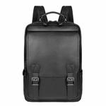 Casual Business Cowhide Leather Backpack Laptop Bag For Men(Black)