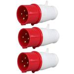 3 PCS Industrial Plug IP44 Waterproof Aviation Connection Plug, Style: 4 Core 16A 
