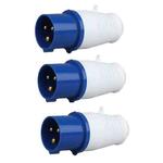 3 PCS Industrial Plug IP44 Waterproof Aviation Connection Plug, Style: 3 Core 32A