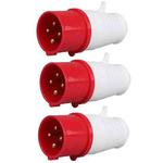 3 PCS Industrial Plug IP44 Waterproof Aviation Connection Plug, Style: 4 Core 32A 