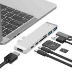 7 In 1 100W USB 3.1 To 20VPD+Card Reader Data+HUB+HDMI 4K Converter(Silver)