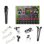 V80 Live Sound Card Set Mixing Console,Style: With E300 Microphone+Cantilever Bracket