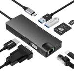 8 In 1 Type-C To HDMI+VAG Gigabit RJ45+USB3.0 Docking Station(Gray)