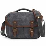 Outdoor Crossbody Photography Bag Vintage Waterproof Canvas Camera Bag(LR Dark Gray)