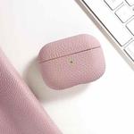 All-Inclusive Style Lychee Grain Cowhide Earphone Case  For AirPods Pro(Light Pink)