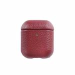All-Inclusive Style Lychee Grain Cowhide Earphone Case For AirPods 1/2(Wine Red)