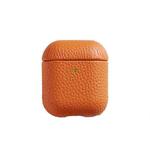 All-Inclusive Style Lychee Grain Cowhide Earphone Case For AirPods 1/2(Vitality Orange)