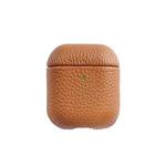 All-Inclusive Style Lychee Grain Cowhide Earphone Case For AirPods 1/2(Golden Brown)