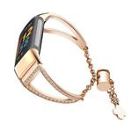 Triangle Diamond Adjustable Link Strap for Fitbit Charge5, Color: Rose Gold
