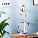 2 PCS Mobile Phone Live Bracket Computer Desktop Online Class Telescopic Overhead Frame(Cherry Blossom Pink)