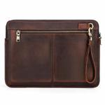 CONTACTS FAMILY Leather Laptop Sleeve For Macbook Pro 14.2 Inch(Coffee)