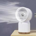 Spray Humidified LED Digital Display Office Home Fan, Style: 3600mAh Rechargeable(White)