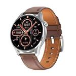 HD3 1.32 Inch Heart Rate Monitoring Smart Watch with Payment Function(Silver Leather)