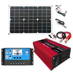 Solar Power System Inverters+30A Controller+18W 18V Solar Panel, Specification: Red 12V To 220V