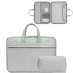 Baona BN-Q006 PU Leather Full Opening Laptop Handbag For 14 inches(Gray+Mint Green+Power Bag)