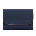 Baona BN-Q009 Small Leather Mouse Charger Storage Bag(Deep Blue+Yellow)