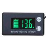 Two-Line Digital Display DC Voltmeter Lead-Acid Lithium Battery Charge Meter, Color: Green+Temperature
