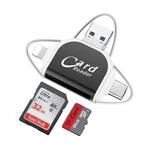 R015 USB2.0 & Micro USB+8Pin+Type-C 4 In 1 Card Reader Supports SD/TF Card(Black)