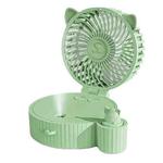 Folding Mini USB Fan Student Colorful Night Light Spray Humidified Fan, Style: Regular Model (Green)
