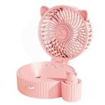 Folding Mini USB Fan Student Colorful Night Light Spray Humidified Fan, Style: Regular Model (Pink)