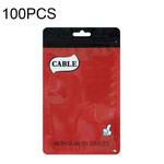 100 PCS Thumb Type Data Cable Packaging Bag Thickened Plastic Ziplock Bag  10.5 x 15cm(Red)
