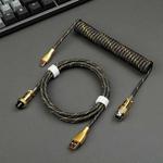 Mechanical Keyboard Spring Cable Gold-plated Aerial Plug(Black)