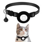 Pet Cat Reflective Collar with Bell for Airtag Tracker(Black)