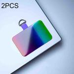 2 PCS Universal Phone Lanyard Rainbow Gasket Patch Back Stick(Silver Metal D Buckle)