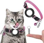 Pet Anti Lost Address Pendant Collar with Bell for Airtag(Pink)