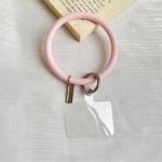 3 PCS Phone Case Silicone Bracelet Keychain Anti-fall Phone Lanyard with Patch(Pink)