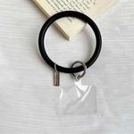 3 PCS Phone Case Silicone Bracelet Keychain Anti-fall Phone Lanyard with Patch(Black)