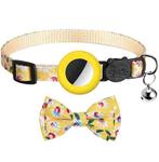 Anti-Lost Printed Bow Pet Collar with Bell for AirTag(Yellow)