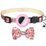 Anti-Lost Printed Bow Pet Collar with Bell for AirTag(Pink)