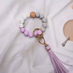 For Airpods Tassel Beaded Bracelet Earphone Case, Color: Light Purple Bead