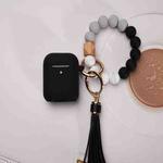 For Airpods Tassel Beaded Bracelet Earphone Case, Color: Black Beads+Cover