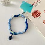 Flower-shaped Wave Phone Case Anti-lost Keychain Silicone Bracelet(Blue Gradient)