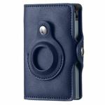 FY2108 Tracker Wallet Metal Card Holder for AirTag, Style: Crazy Horse (Blue)