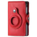 FY2108 Tracker Wallet Metal Card Holder for AirTag, Style: Crazy Horse (Red)
