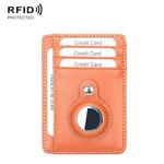 TQ-319 Anti-Theft Anti-Lost Tracker Leather Card Holder For AirTag, Style: Flat Pattern (Brown)