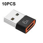 10 PCS HOWJIM HJ003 Type-C To USB3.0 Adapter Support Charging & Data Cable Transfer(Black)