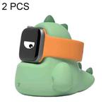 2 PCS H003 Cute Dinosaur Shaped Silicone Charging Stand without Watch For Apple Watch(Green)