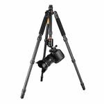 QingZhuangShiDai Q666 Portable Travel SLR Camera Aluminum Magnesium Alloy Tripod(Black)