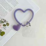 5 PCS Heart-shaped Silicone Bracelet Mobile Phone Lanyard Anti-lost Wrist Rope(Light  Purple)