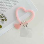 5 PCS Heart-shaped Silicone Bracelet Mobile Phone Lanyard Anti-lost Wrist Rope(Transparent Pink)