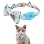 Pet Tracker Collar Insert Buckle Bow Collar For AirTag(Luminous Blue)