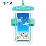 2 PCS Armband Style Transparent Waterproof Cell Phone Case Swimming Cell Phone Bag(Macaron Blue)